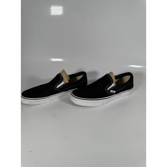 Vans Classic Slip-On Black White Canvas Skate Shoes Women’s Size 8 - Picture 1 of 5